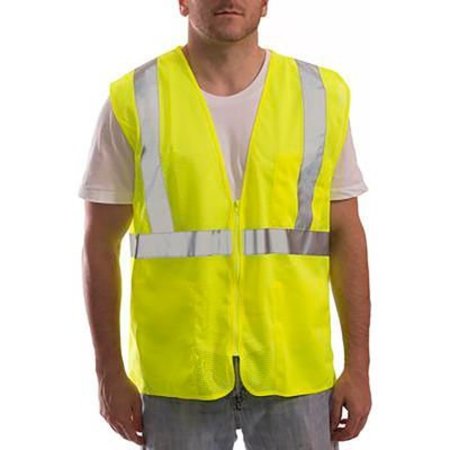 TINGLEY Job Sight„¢ Type R Class 2 Hi Vis Zip-Up Mesh Vest, Polyester Mesh, FL Yellow-Green, XXS-XS V70632.XXS-XS